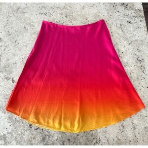 Lauren Ralph Lauren Size 16W Ombre Pink Orange Linen Blend A-Line Skirt